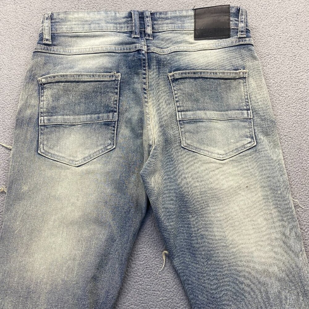 SPARK PREMIUM 29X38 Stretch Ripped Distressed Flare Fit Stacked Denim Jeans - Picture 9 of 14